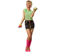 Women’s Aerobic Star Costume 80s Neon Fitness Workout Leg Warmer Fancy Dress