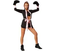dressforfun Women’s Boxer Costume with shorts, top, hooded jacket, belt and boxing gloves (Rose S | No. 301824)