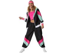 tectake Women's Fancy Dress Costume - Retro 80S 90S Tracksuit in Black | Size: Small TECTAKE Black S