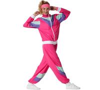 tectake Women's Fancy Dress Costume - Retro 80S 90S Tracksuit in Pink | Size: Medium TECTAKE Pink M