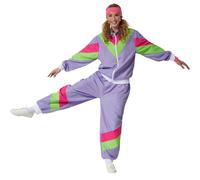 tectake Women's Fancy Dress Costume - Retro 80S 90S Tracksuit in Purple | Size: Medium TECTAKE Purple M