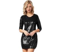 tectake Women's Long-sleeved Sequin Dress in Black | Size: Large TECTAKE Black L