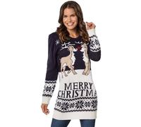 tectake Women's Merry Christmas ' Christmas Jumper in Blue | Size: Medium TECTAKE Blue M