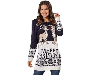 tectake Women's Merry Christmas ' Christmas Jumper in Blue | Size: XL TECTAKE Blue XL