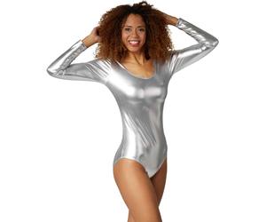 tectake Women's Metallic Leotard in Silver | Size: Large TECTAKE Silver L