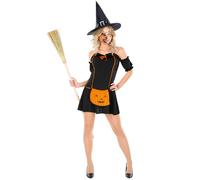 Women’s Costume Pumpkin-Witch Halloween Fancy Dress Outfit Adult Autum Fantasy
