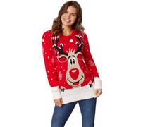 tectake Women's Rudy Reindeer ' Christmas Jumper in Red | Size: 2XL TECTAKE Red 2XL