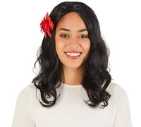 Women’s Wig Spanish Halloween Fancy Dress Outfit Princess incl. rose hair clip