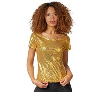 tectake Women's Short Sleeve Sequin Top in Gold | Size: 2XL TECTAKE Gold 2XL