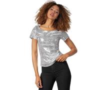 tectake Women's Short Sleeve Sequin Top in Silver | Size: 2XL TECTAKE Silver 2XL