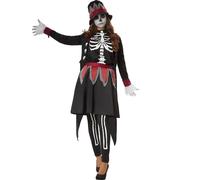 Womens Costume Spooky Skull Lady Day of the Dead Fancy Dress Carnival Halloween