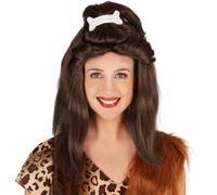 Women’s Wig Stone Age Bone Fancy Dress Outfit Costume Neanderthal caveman stone