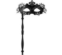 tectake Women's Venitian Mask On Stick in Black TECTAKE Black One Size