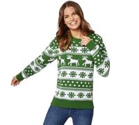 tectake Women's Winter Magic ' Christmas Jumper Green-White in Green | Size: Small TECTAKE Green S