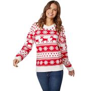 tectake Women's Winter Magic ' Christmas Jumper White-Red in Red | Size: Large TECTAKE Red L