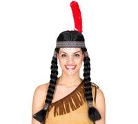 tectake Women's Womens Native American Wig in Black TECTAKE Black One Size