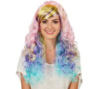 Women’s Wig Pastel Ombre Curls Halloween Fancy Dress Outfit Costume Princess