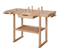 tectake Woodworking Bench - With 2 Vices, Spacious Drawer, Shelf in Brown TECTAKE Brown