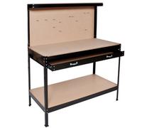 Tectake Workbench With Pegboard, 2 Shelves, 1 Large Drawer, 12 Hooks 120 X 60 X 156 Cm - Black