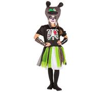 Girls Zombie Skeleton Costume Halloween Fancy Dress Outfit Monster Kids Children