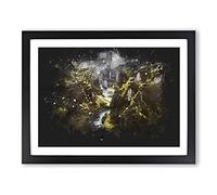 Tectonic Plates In Iceland Paint Splash Modern Art Framed Print | A2 Black Framed Wall Art | Ready to Hang | Modern Nature Picture | Living Room Bedroom Lounge Office