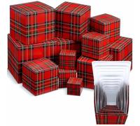 TecUnite 12 Pcs Christmas Prank Gift Box, Red and Green Checkered