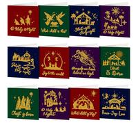 TecUnite 12 Pieces Religious Christmas Diamond Painting Greeting Card Diamond Art Cards Christmas Holy Night DIY Crafts Kits Gift for Birthday