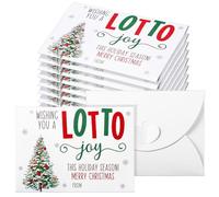 TecUnite 60pcs Christmas Lottery Ticket Envelopes with Heart-Shaped Clasp Wishing You a Lotto Gift Card Holders for Christmas Party Favor Supplies Scratch Off Cards Lottery Ticket(White,Xmas Tree)