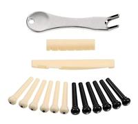 TecUnite Acoustic Guitar Bridge Pins Puller Remover Extractor Tool with Guitar Nut and 12 Pack Guitar Bridge Pins