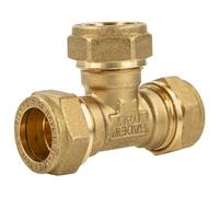 Tecuro Brass Compression Coupling Straight Tee Fitting 22 x 22 x 22 mm