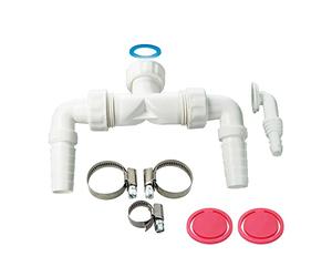 tecuro Double Connection for Tumble Dryer and Washing Machine, 1 Inch ÜWM, Includes Seals and Hose Clamp, Backflow Protection, Plastic