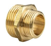 tecuro Double Nipple Reduced, Male Thread on Both Sides G 1/2 x 3/4 Inch, Blank Brass CW617N According to Drinking Water Regulation 50930-6, Hot Pressed