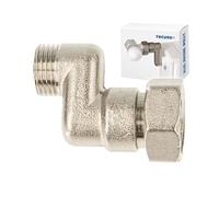 tecuro S-Connection Radiator 20 mm Height Adjustment with Euro Cone, DN 15 (1/2 Inch) Male x DN 20 (3/4 Inch) Union Nut Nickel-Plated Brass, AGS-20