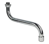 tecuro Universal S-Spout for Wall Taps 300 mm, Tap with Mixing Nozzle 3/4 Inch Conical Seal, for Bathroom and Kitchen, Polished Brass