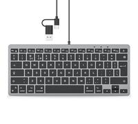 TECURS Wired Keyboard for Mac, QWERTY UK Layout Mini Keyboard for Mac OS with USB A and Type C 2-in-1 Connector for Apple iMac, MacBook Pro/Air, Mac Pro, Mac Mini, Black