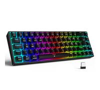 TECURS Wireless Gaming Keyboard Bluetooth Mechanical TKL Rechargeable RGB Wired QWERTZ Red Switch for PC Windows/Mac/PS5 Black