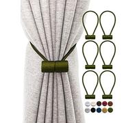 TECVINCI Curtain Tiebacks Drapery Tiebacks with Upgraded Larger Magnet, 6 Pack 16 Inch Decorative Magnetic Curtain Holdback for Blackout/Sheer Window Treatment-Olive