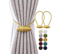 TECVINCI Magnetic Curtain Tiebacks with Upgrade Larger Magnet, 2 Pack 40cm Drapery Holdbacks for Indoor & Outdoor Curtain - Gold