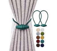 TECVINCI Magnetic Curtain Tiebacks with Upgrade Larger Magnet, 2 Pack 40cm Drapery Holdbacks for Indoor & Outdoor Curtain - Teal