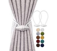 TECVINCI Magnetic Curtain Tiebacks with Upgrade Larger Magnet, 2 Pack 40cm Drapery Holdbacks for Indoor & Outdoor Curtain - White
