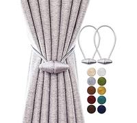 TECVINCI Magnetic Curtain Tiebacks with Upgrade Larger Magnet, 2 Pack 40cm Drapery Holdbacks for Indoor & Outdoor Curtain - Silver Grey