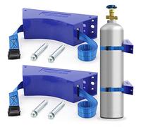 TECWAP 2PCS Propane Tank Holder Cylinder Wall Mounted Bracket Gas Cylinder Bracket Durable ABS Gas Cylinder with Screws and Safety Chain Supported 4''-12'', for Cylinder Pack of 2 (Blue) (XZ007)