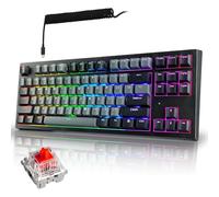 TECWARE ELITE Phantom+ 87-Key US Layout RGB Wireless/BT5.0 Mechanical Keyboard (Black) Wraith Red Switch (Prelubed, 45g Linear) Per Key Colour and Lighting