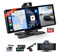 TECXERLLON 10.26'' Wireless Carplay & Android Auto, Apple Car play Screen with 4K Front & 1080P Rear Camera, Car Tablet Pro Max Touchscreen, 64G with GPS Navigation, Airplay, Mirror Link