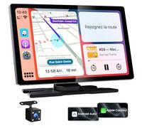 TECXERLLON 9.0" Wireless CarPlay Screen for Car, Android Auto Screen for Car with Backup Camera, Portable Touchscreen car Stereo with GPS Navigation/Mirror Link/Voice Control/Bluetooth/FM/AUX