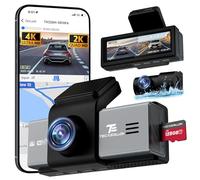 TECXERLLON Dash Cam, 4K Front and Rear Dual Camera with ADAS, 170°/150° Wide View, No-Light Night Vision, GPS, WDR, G-Sensor, App Support, 24H Parking Mode, 128GB Card Included, RXZ-X6
