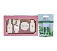 Ted B. Precious Harmony Floral Bliss Bath & Body 4 Pcs Mini Gift Set For Her , Body Wash, Bath Foam ,Body Souffle, And Body Spray With Twin Pack Free Aloe Vera Lip Balm