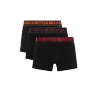 Ted Baker 3-Pack Contrast Waistband Boxer Trunks, Black w/ burgundy/red/gingerbread - L