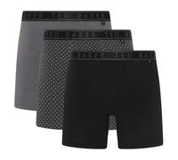 Ted Baker 3 Pack Mens Soft Breathable Cotton Boxer Brief Underwear - M - Grey Cubs/Charocal Grey/Black
