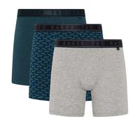 Ted Baker 3 Pack Mens Soft Breathable Cotton Boxer Brief Underwear - M - Heather Grey/Bowwow/Reflecting Pool